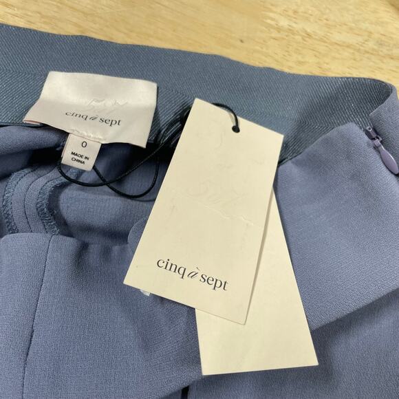 Cinq a Sept NWT Kayden Embellished Dress Pants Blue Size 0 Beaded Ankle Pleated - Picture 4 of 11